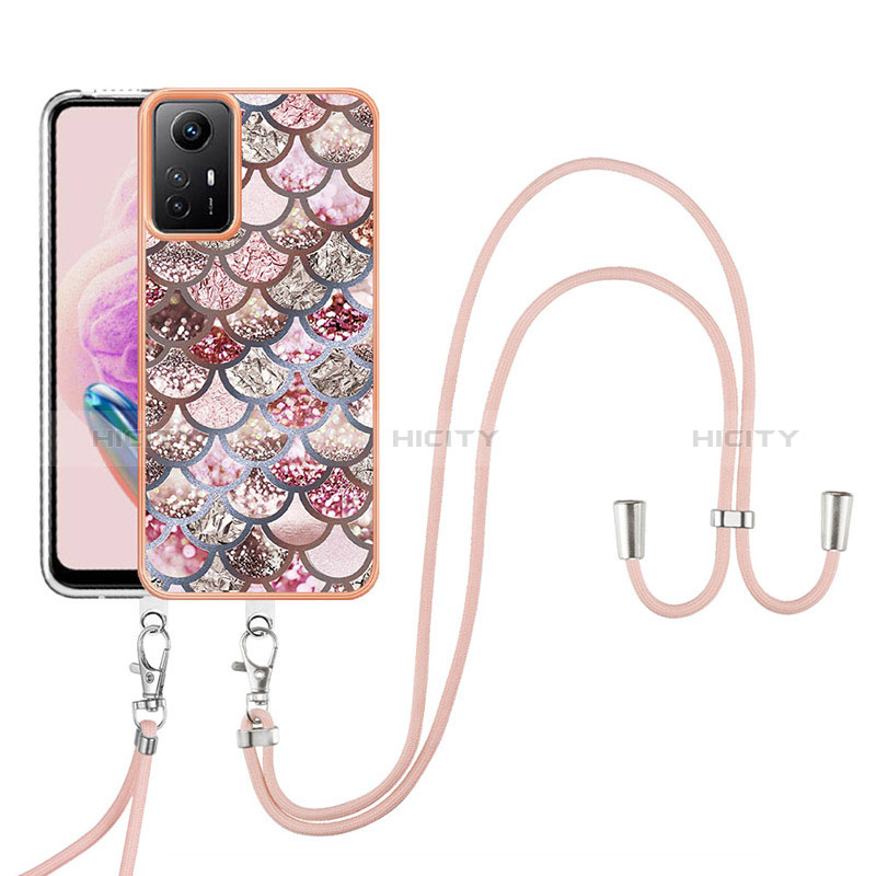 Funda Silicona Gel Goma Patron de Moda Carcasa con Acollador Cordon Lanyard YB3 para Xiaomi Redmi Note 12S