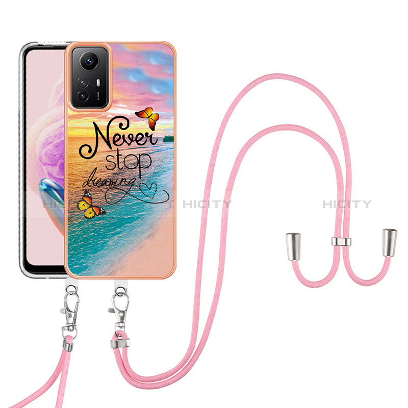 Funda Silicona Gel Goma Patron de Moda Carcasa con Acollador Cordon Lanyard YB3 para Xiaomi Redmi Note 12S Multicolor