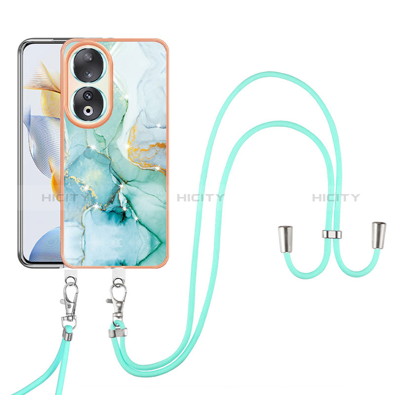 Funda Silicona Gel Goma Patron de Moda Carcasa con Acollador Cordon Lanyard YB5 para Huawei Honor 90 5G