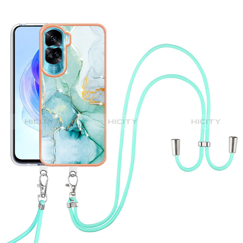 Funda Silicona Gel Goma Patron de Moda Carcasa con Acollador Cordon Lanyard YB5 para Huawei Honor 90 Lite 5G