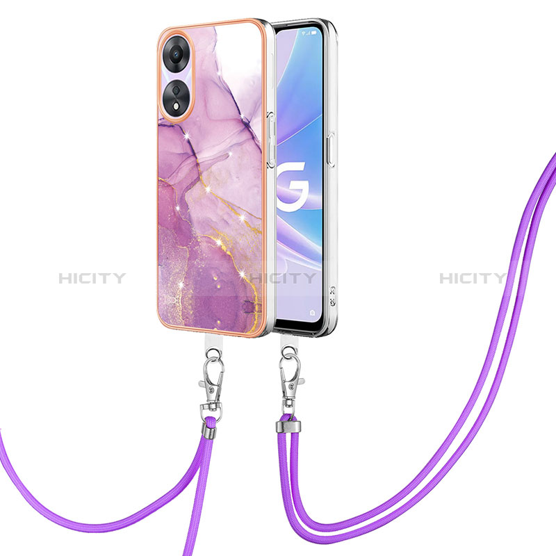 Funda Silicona Gel Goma Patron de Moda Carcasa con Acollador Cordon Lanyard YB5 para Oppo A78 5G