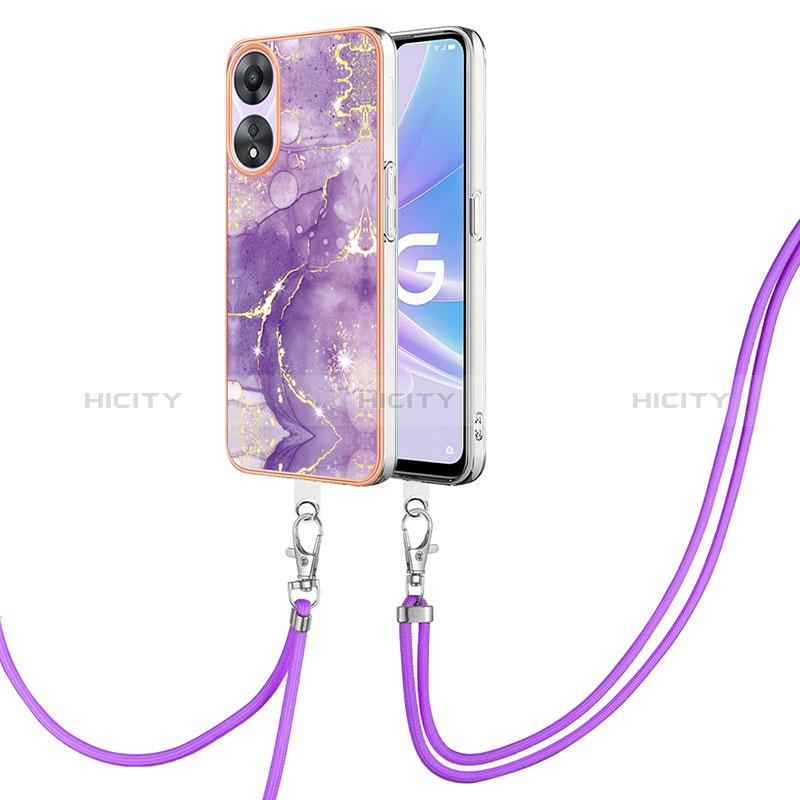 Funda Silicona Gel Goma Patron de Moda Carcasa con Acollador Cordon Lanyard YB5 para Oppo A78 5G