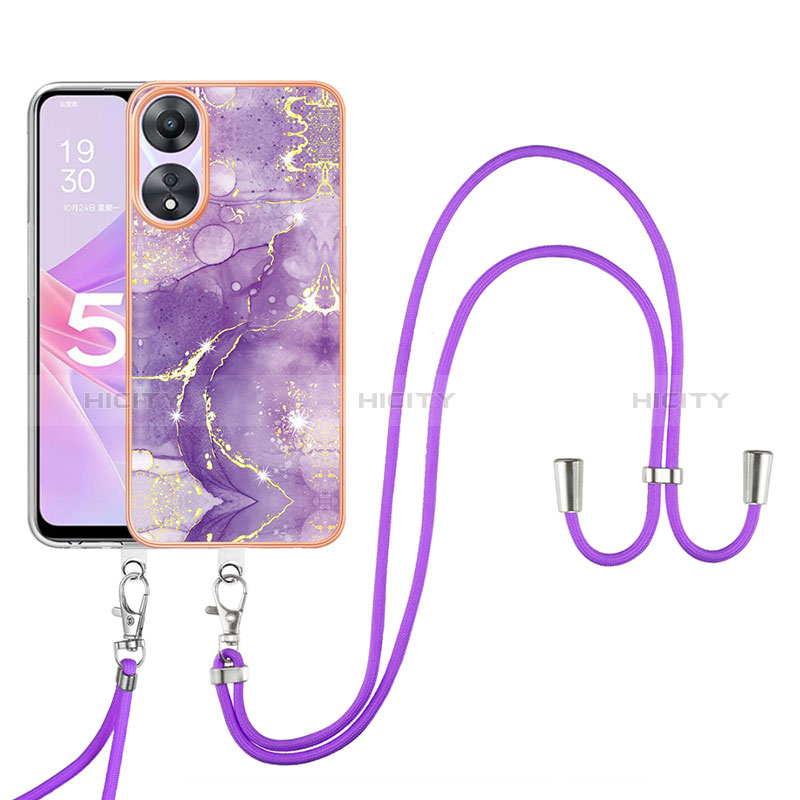 Funda Silicona Gel Goma Patron de Moda Carcasa con Acollador Cordon Lanyard YB5 para Oppo A78 5G