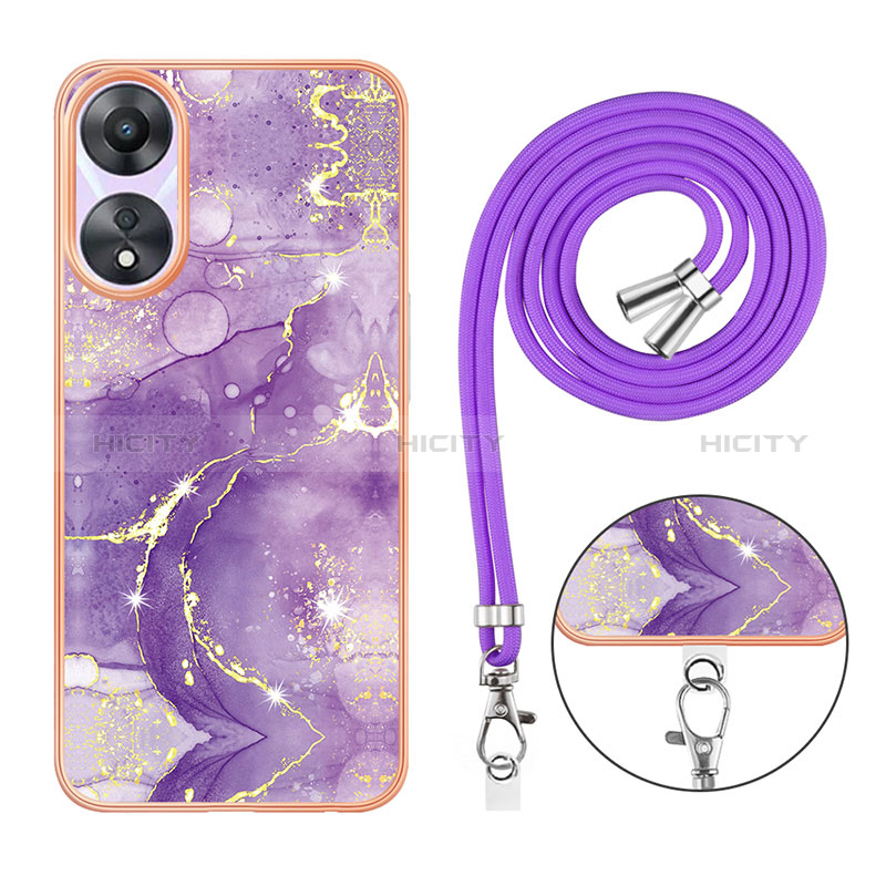 Funda Silicona Gel Goma Patron de Moda Carcasa con Acollador Cordon Lanyard YB5 para Oppo A78 5G