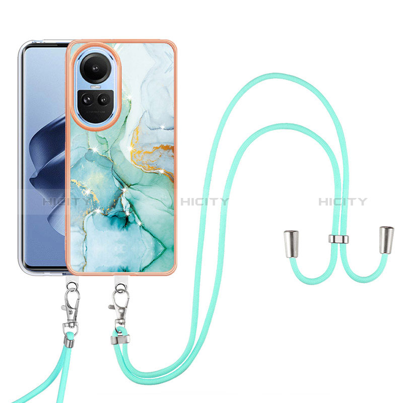 Funda Silicona Gel Goma Patron de Moda Carcasa con Acollador Cordon Lanyard YB5 para Oppo Reno10 5G