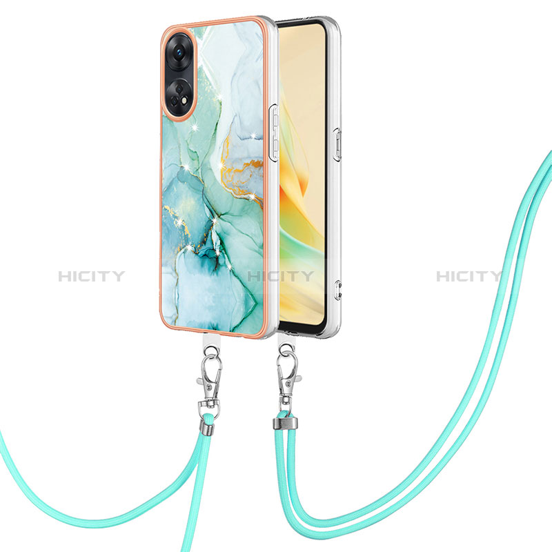 Funda Silicona Gel Goma Patron de Moda Carcasa con Acollador Cordon Lanyard YB5 para Oppo Reno8 T 4G