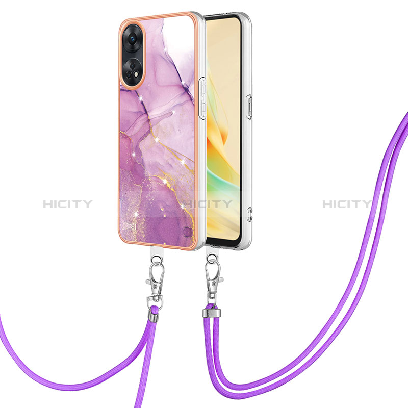 Funda Silicona Gel Goma Patron de Moda Carcasa con Acollador Cordon Lanyard YB5 para Oppo Reno8 T 4G