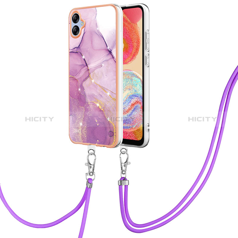 Funda Silicona Gel Goma Patron de Moda Carcasa con Acollador Cordon Lanyard YB5 para Samsung Galaxy A04 4G