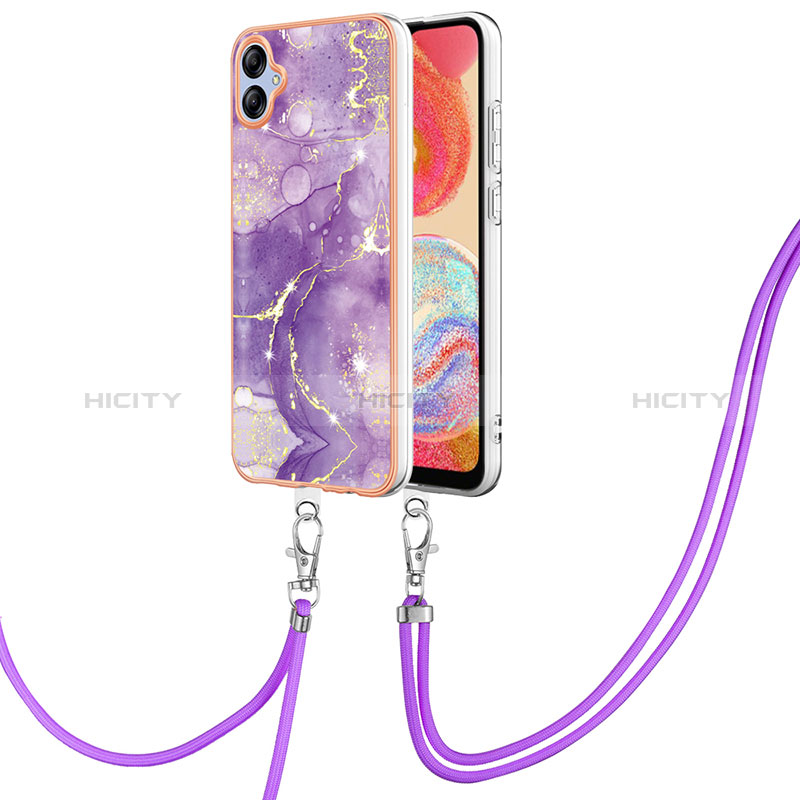 Funda Silicona Gel Goma Patron de Moda Carcasa con Acollador Cordon Lanyard YB5 para Samsung Galaxy A04 4G