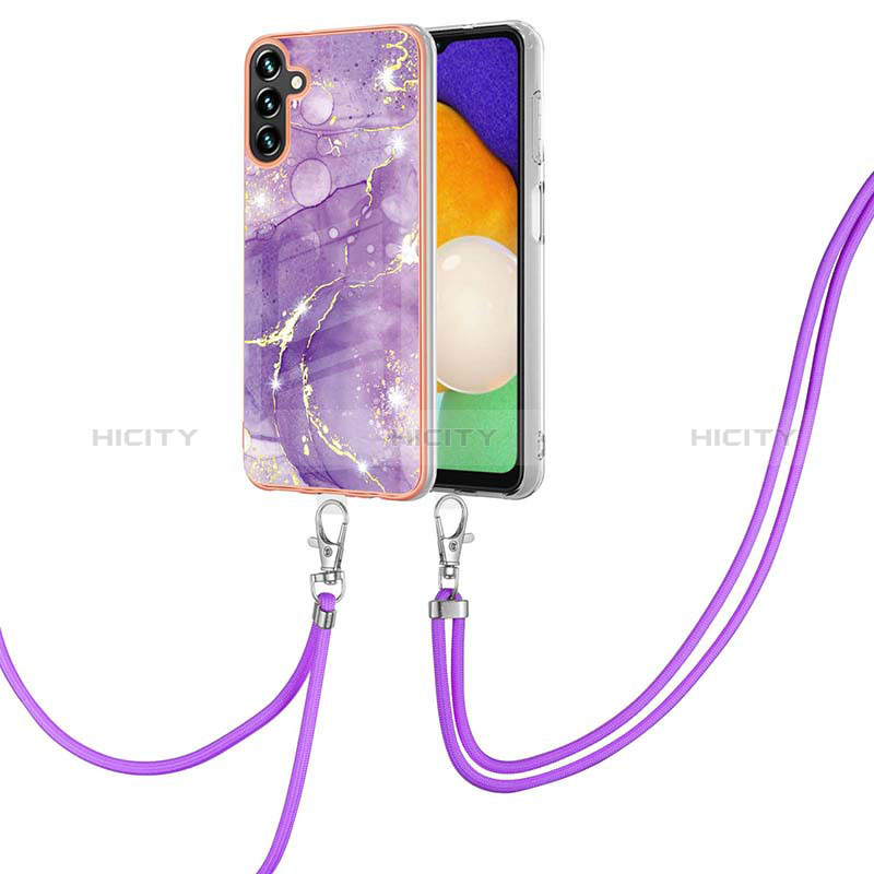 Funda Silicona Gel Goma Patron de Moda Carcasa con Acollador Cordon Lanyard YB5 para Samsung Galaxy A34 5G