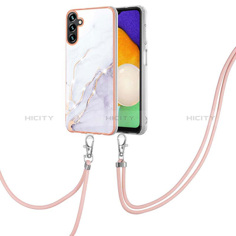 Funda Silicona Gel Goma Patron de Moda Carcasa con Acollador Cordon Lanyard YB5 para Samsung Galaxy A34 5G