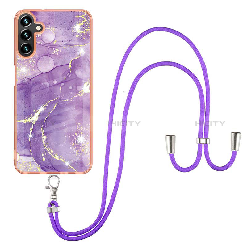 Funda Silicona Gel Goma Patron de Moda Carcasa con Acollador Cordon Lanyard YB5 para Samsung Galaxy A34 5G