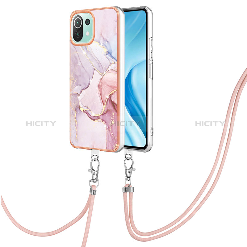 Funda Silicona Gel Goma Patron de Moda Carcasa con Acollador Cordon Lanyard YB5 para Xiaomi Mi 11 Lite 4G