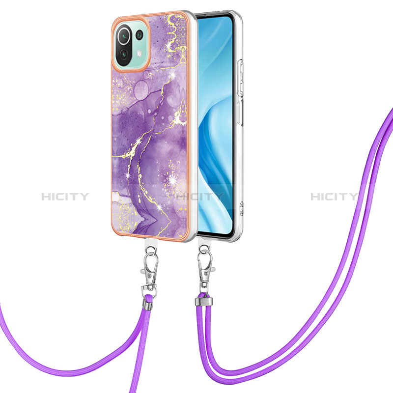 Funda Silicona Gel Goma Patron de Moda Carcasa con Acollador Cordon Lanyard YB5 para Xiaomi Mi 11 Lite 4G