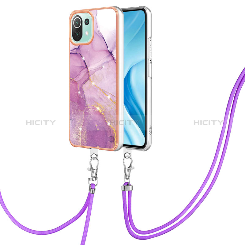 Funda Silicona Gel Goma Patron de Moda Carcasa con Acollador Cordon Lanyard YB5 para Xiaomi Mi 11 Lite 4G