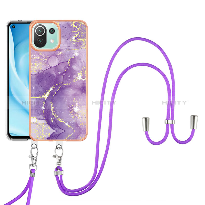 Funda Silicona Gel Goma Patron de Moda Carcasa con Acollador Cordon Lanyard YB5 para Xiaomi Mi 11 Lite 4G