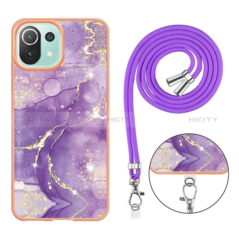 Funda Silicona Gel Goma Patron de Moda Carcasa con Acollador Cordon Lanyard YB5 para Xiaomi Mi 11 Lite 4G