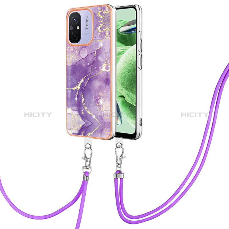 Funda Silicona Gel Goma Patron de Moda Carcasa con Acollador Cordon Lanyard YB5 para Xiaomi Poco C55