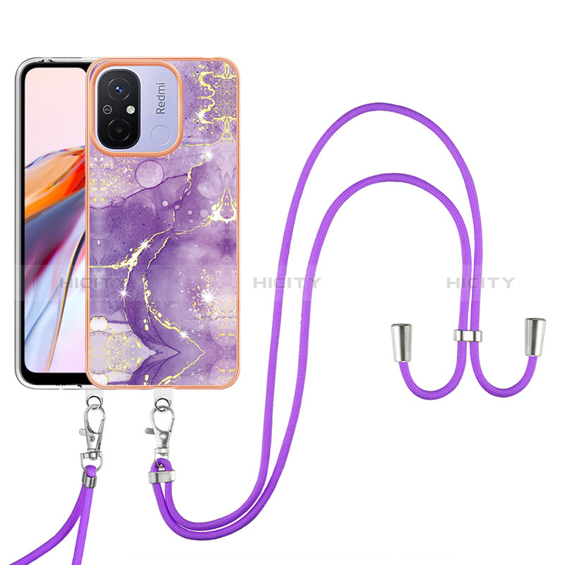 Funda Silicona Gel Goma Patron de Moda Carcasa con Acollador Cordon Lanyard YB5 para Xiaomi Poco C55