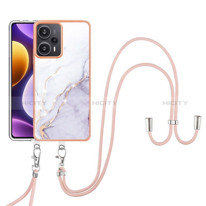 Funda Silicona Gel Goma Patron de Moda Carcasa con Acollador Cordon Lanyard YB5 para Xiaomi Poco F5 5G