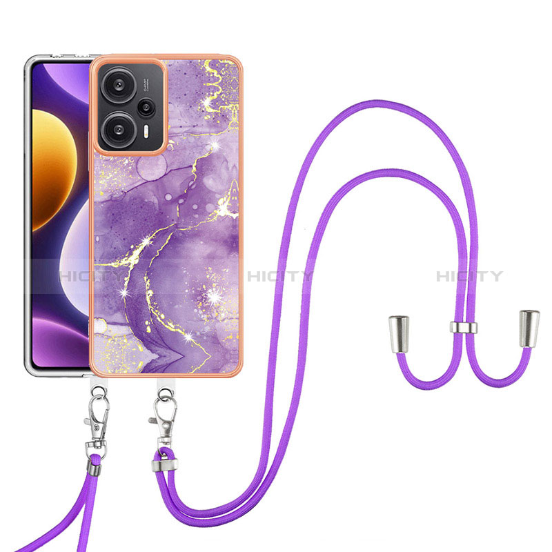 Funda Silicona Gel Goma Patron de Moda Carcasa con Acollador Cordon Lanyard YB5 para Xiaomi Poco F5 5G