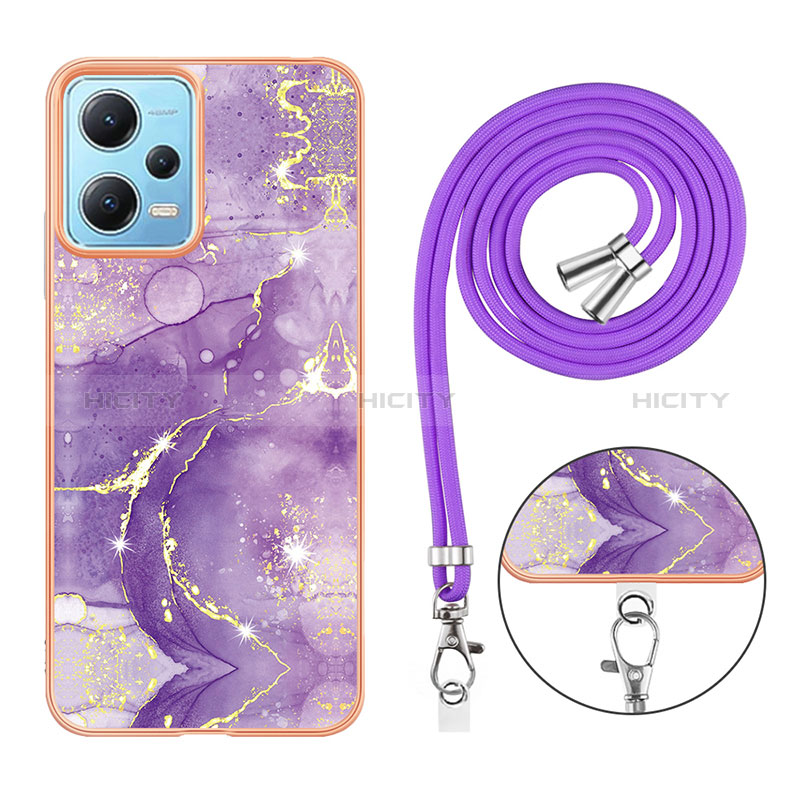 Funda Silicona Gel Goma Patron de Moda Carcasa con Acollador Cordon Lanyard YB5 para Xiaomi Poco X5 5G