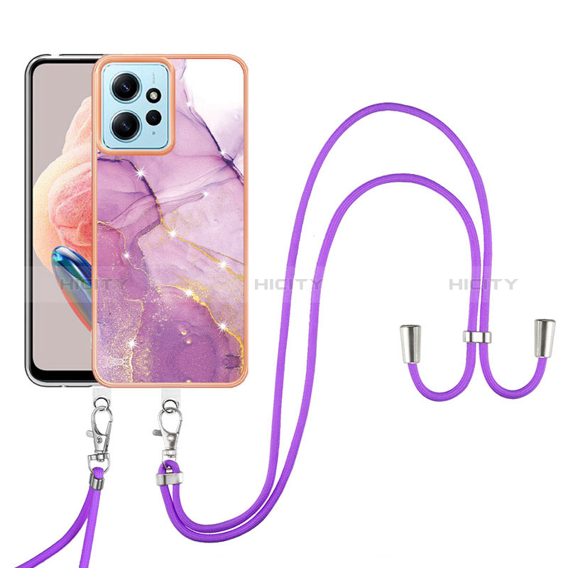 Funda Silicona Gel Goma Patron de Moda Carcasa con Acollador Cordon Lanyard YB5 para Xiaomi Redmi Note 12 4G