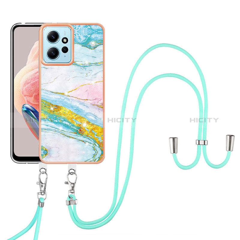 Funda Silicona Gel Goma Patron de Moda Carcasa con Acollador Cordon Lanyard YB5 para Xiaomi Redmi Note 12 4G