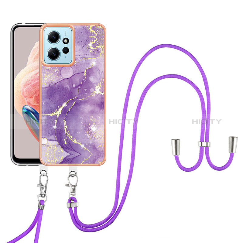 Funda Silicona Gel Goma Patron de Moda Carcasa con Acollador Cordon Lanyard YB5 para Xiaomi Redmi Note 12 4G