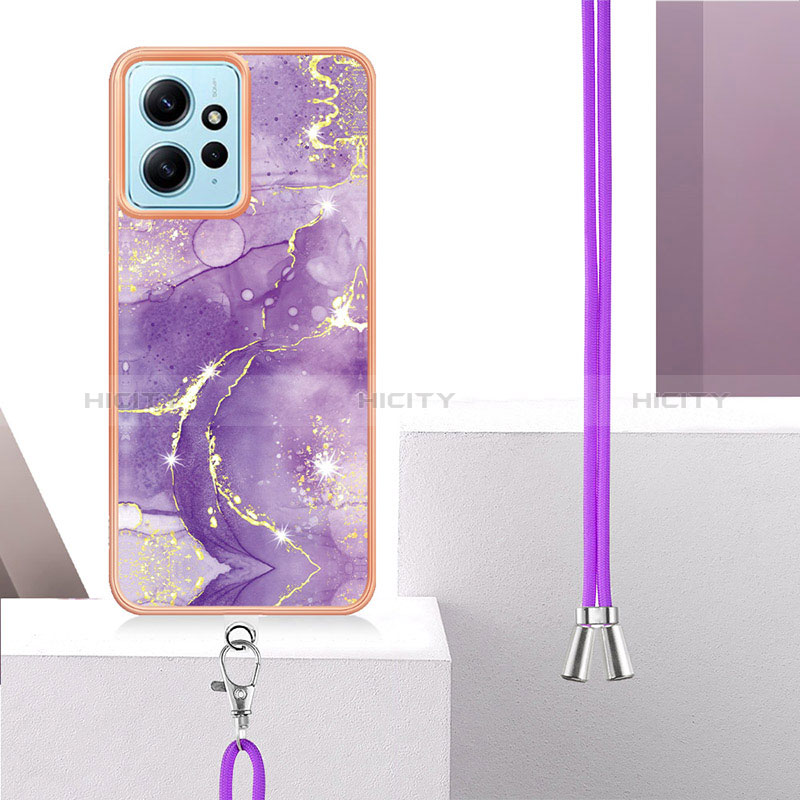 Funda Silicona Gel Goma Patron de Moda Carcasa con Acollador Cordon Lanyard YB5 para Xiaomi Redmi Note 12 4G