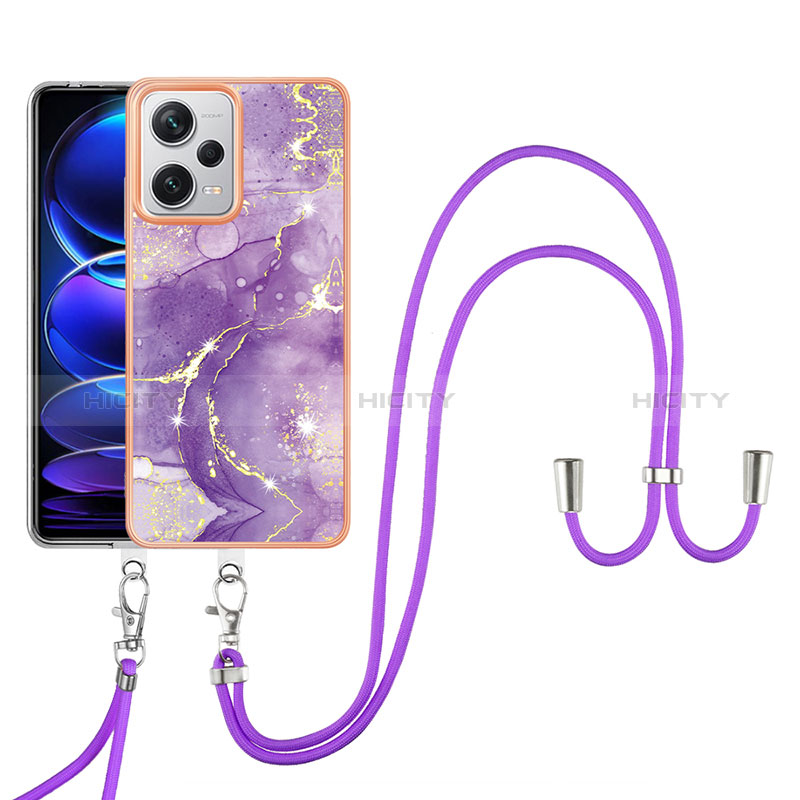 Funda Silicona Gel Goma Patron de Moda Carcasa con Acollador Cordon Lanyard YB5 para Xiaomi Redmi Note 12 Explorer