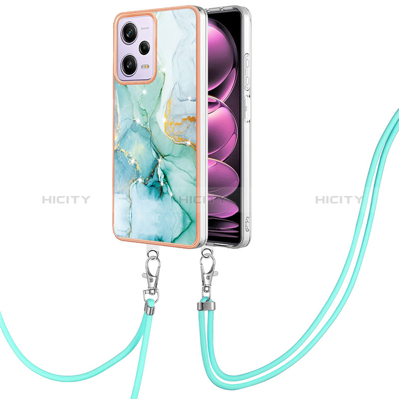 Funda Silicona Gel Goma Patron de Moda Carcasa con Acollador Cordon Lanyard YB5 para Xiaomi Redmi Note 12 Pro 5G