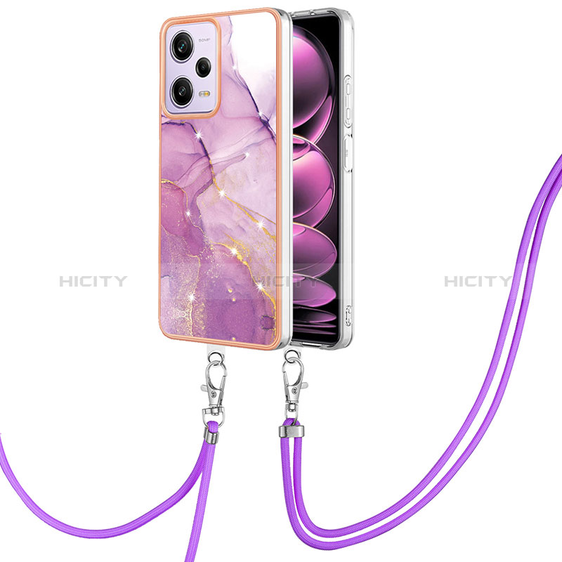 Funda Silicona Gel Goma Patron de Moda Carcasa con Acollador Cordon Lanyard YB5 para Xiaomi Redmi Note 12 Pro 5G