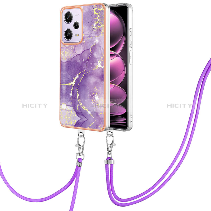 Funda Silicona Gel Goma Patron de Moda Carcasa con Acollador Cordon Lanyard YB5 para Xiaomi Redmi Note 12 Pro 5G