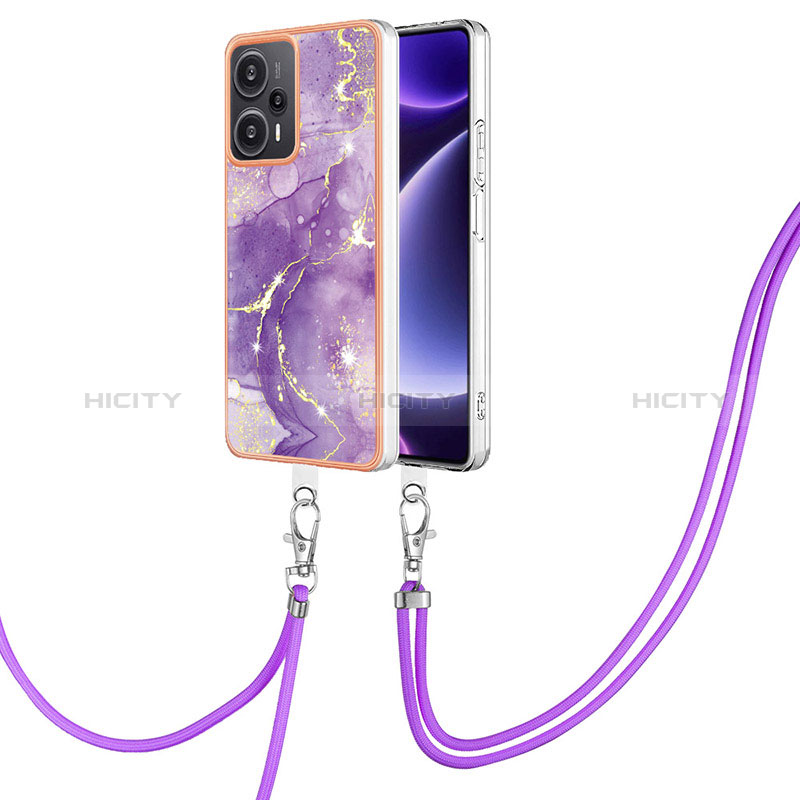 Funda Silicona Gel Goma Patron de Moda Carcasa con Acollador Cordon Lanyard YB5 para Xiaomi Redmi Note 12 Turbo 5G