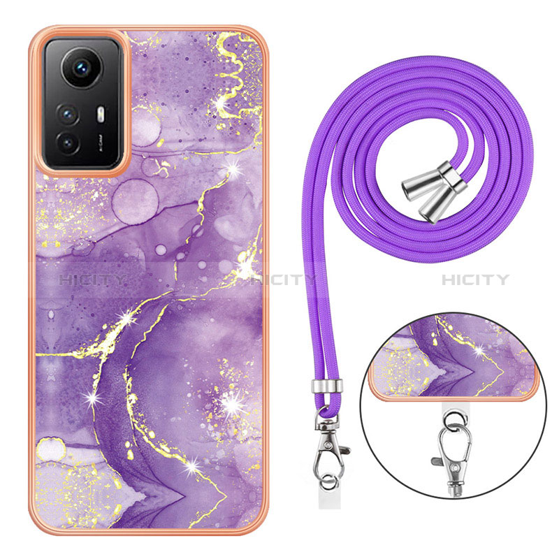 Funda Silicona Gel Goma Patron de Moda Carcasa con Acollador Cordon Lanyard YB5 para Xiaomi Redmi Note 12S