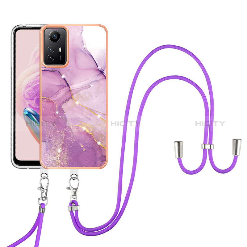 Funda Silicona Gel Goma Patron de Moda Carcasa con Acollador Cordon Lanyard YB5 para Xiaomi Redmi Note 12S