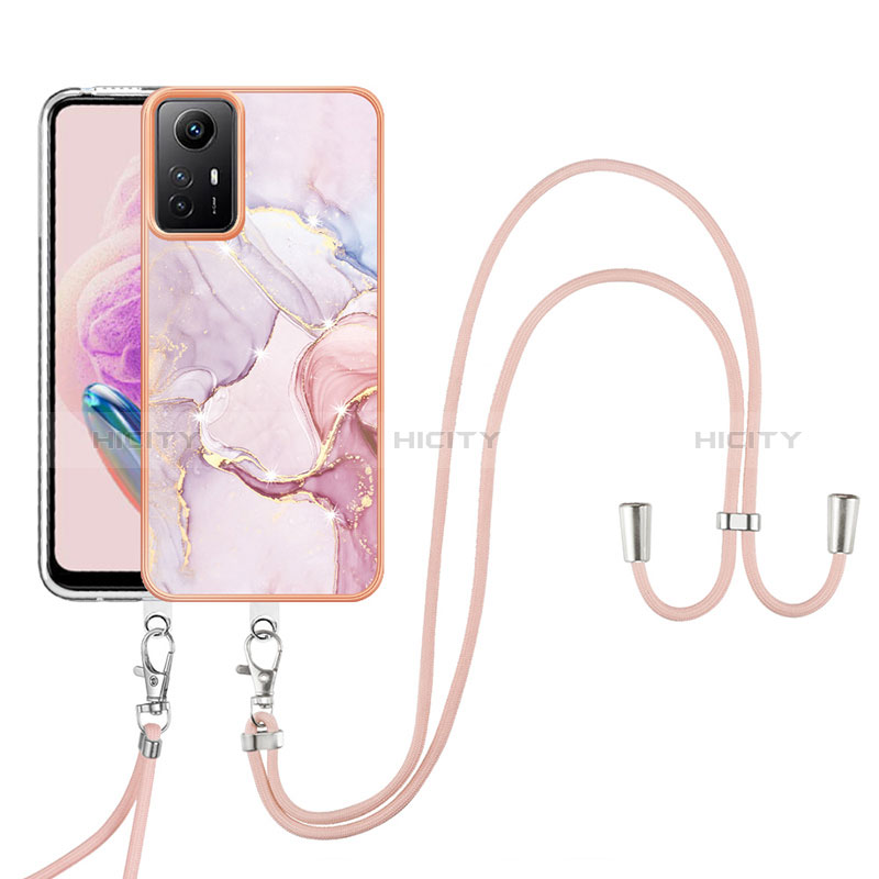 Funda Silicona Gel Goma Patron de Moda Carcasa con Acollador Cordon Lanyard YB5 para Xiaomi Redmi Note 12S