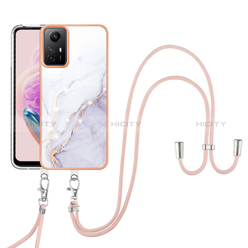 Funda Silicona Gel Goma Patron de Moda Carcasa con Acollador Cordon Lanyard YB5 para Xiaomi Redmi Note 12S