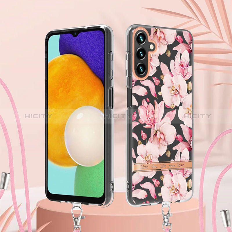 Funda Silicona Gel Goma Patron de Moda Carcasa con Acollador Cordon Lanyard YB6 para Samsung Galaxy A34 5G