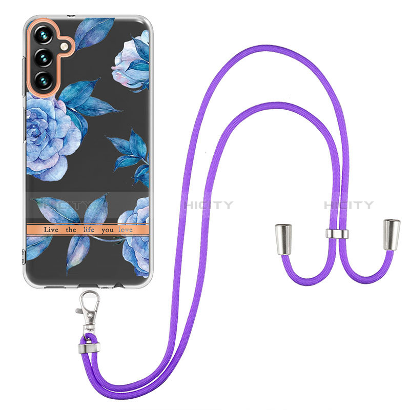 Funda Silicona Gel Goma Patron de Moda Carcasa con Acollador Cordon Lanyard YB6 para Samsung Galaxy A34 5G