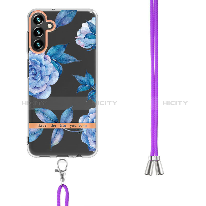 Funda Silicona Gel Goma Patron de Moda Carcasa con Acollador Cordon Lanyard YB6 para Samsung Galaxy A34 5G