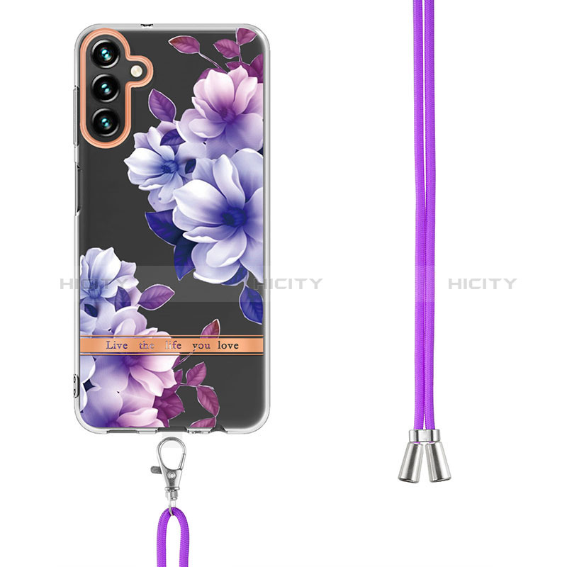 Funda Silicona Gel Goma Patron de Moda Carcasa con Acollador Cordon Lanyard YB6 para Samsung Galaxy A54 5G