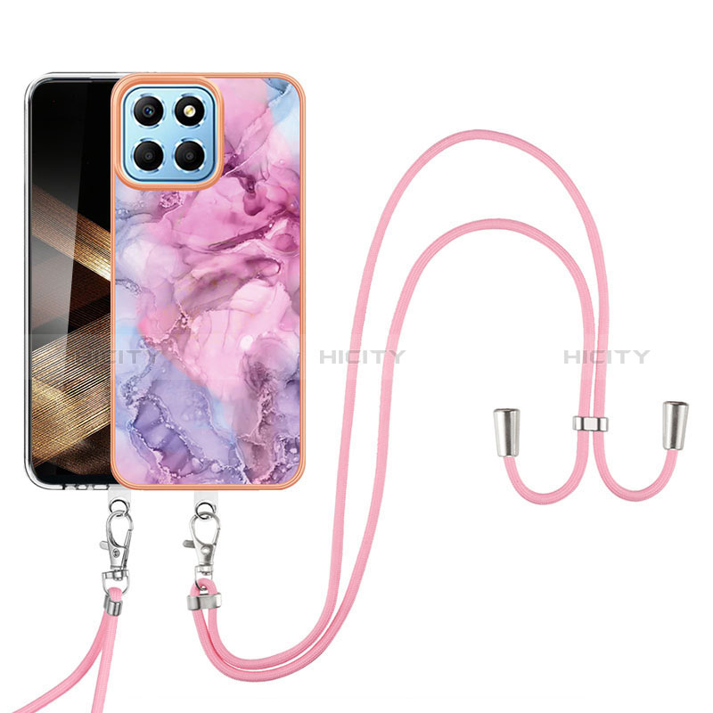 Funda Silicona Gel Goma Patron de Moda Carcasa con Acollador Cordon Lanyard YB7 para Huawei Honor X8b