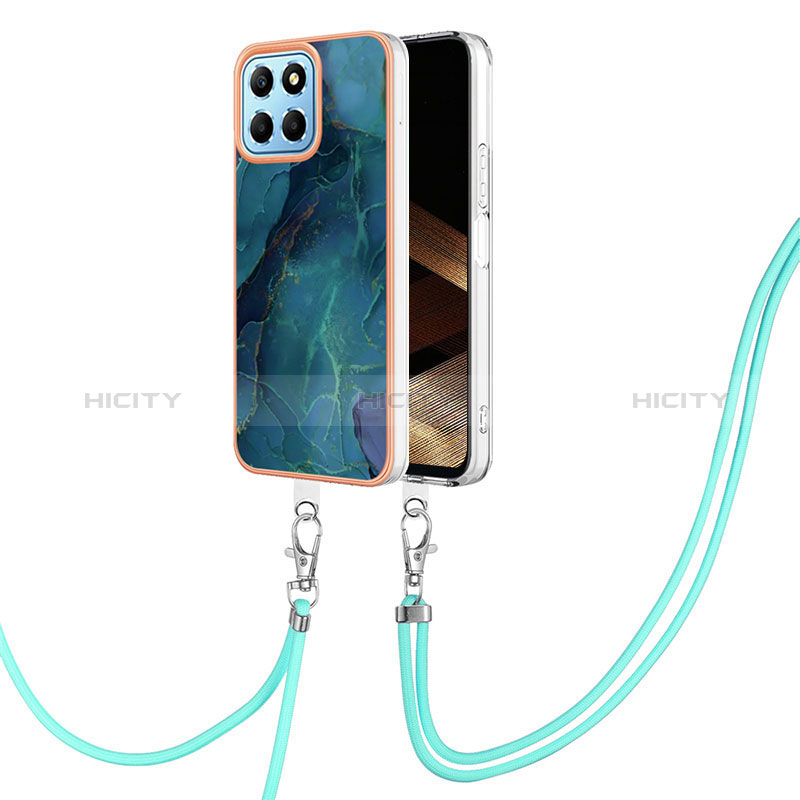 Funda Silicona Gel Goma Patron de Moda Carcasa con Acollador Cordon Lanyard YB7 para Huawei Honor X8b