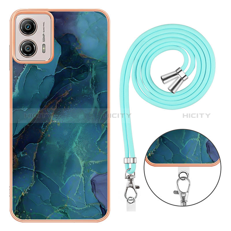 Funda Silicona Gel Goma Patron de Moda Carcasa con Acollador Cordon Lanyard YB7 para Motorola Moto G53 5G