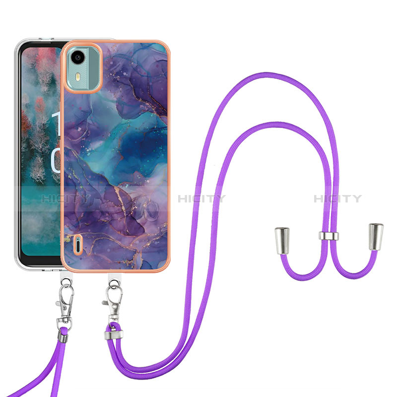 Funda Silicona Gel Goma Patron de Moda Carcasa con Acollador Cordon Lanyard YB7 para Nokia C12