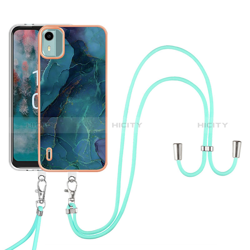 Funda Silicona Gel Goma Patron de Moda Carcasa con Acollador Cordon Lanyard YB7 para Nokia C12