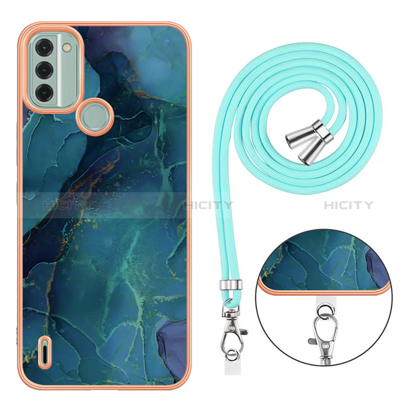 Funda Silicona Gel Goma Patron de Moda Carcasa con Acollador Cordon Lanyard YB7 para Nokia C31