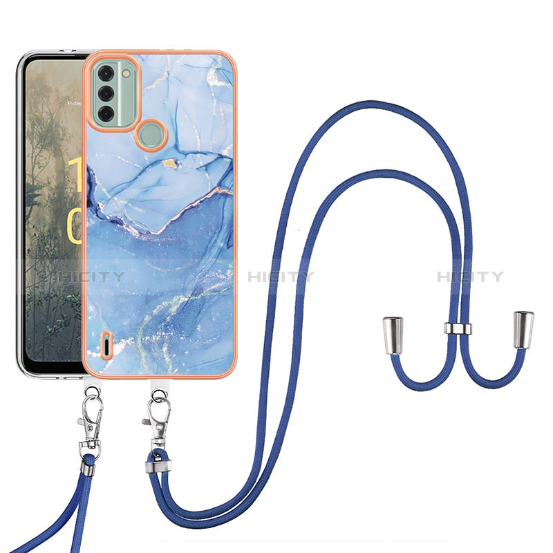 Funda Silicona Gel Goma Patron de Moda Carcasa con Acollador Cordon Lanyard YB7 para Nokia C31